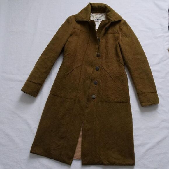 Vintage 90s Jil Sander khaki shaggy brushed overcoat - Picture 1 of 8